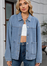 Washed Denim Jacket with Pockets